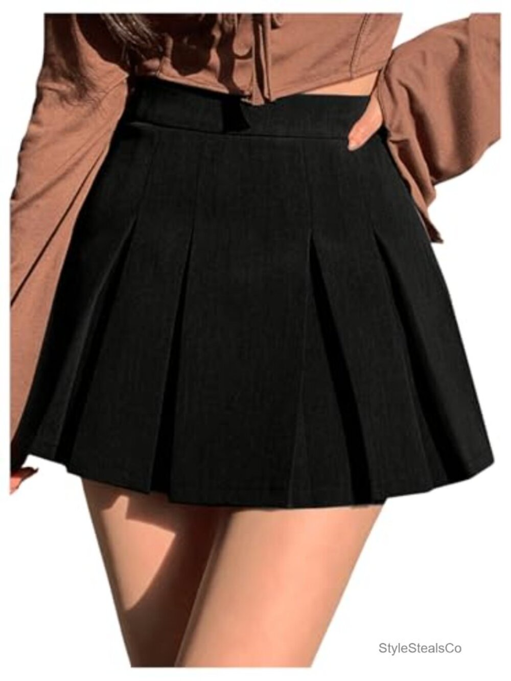 Women's Pleated High Waisted A Line Mini Skirt with Shorts